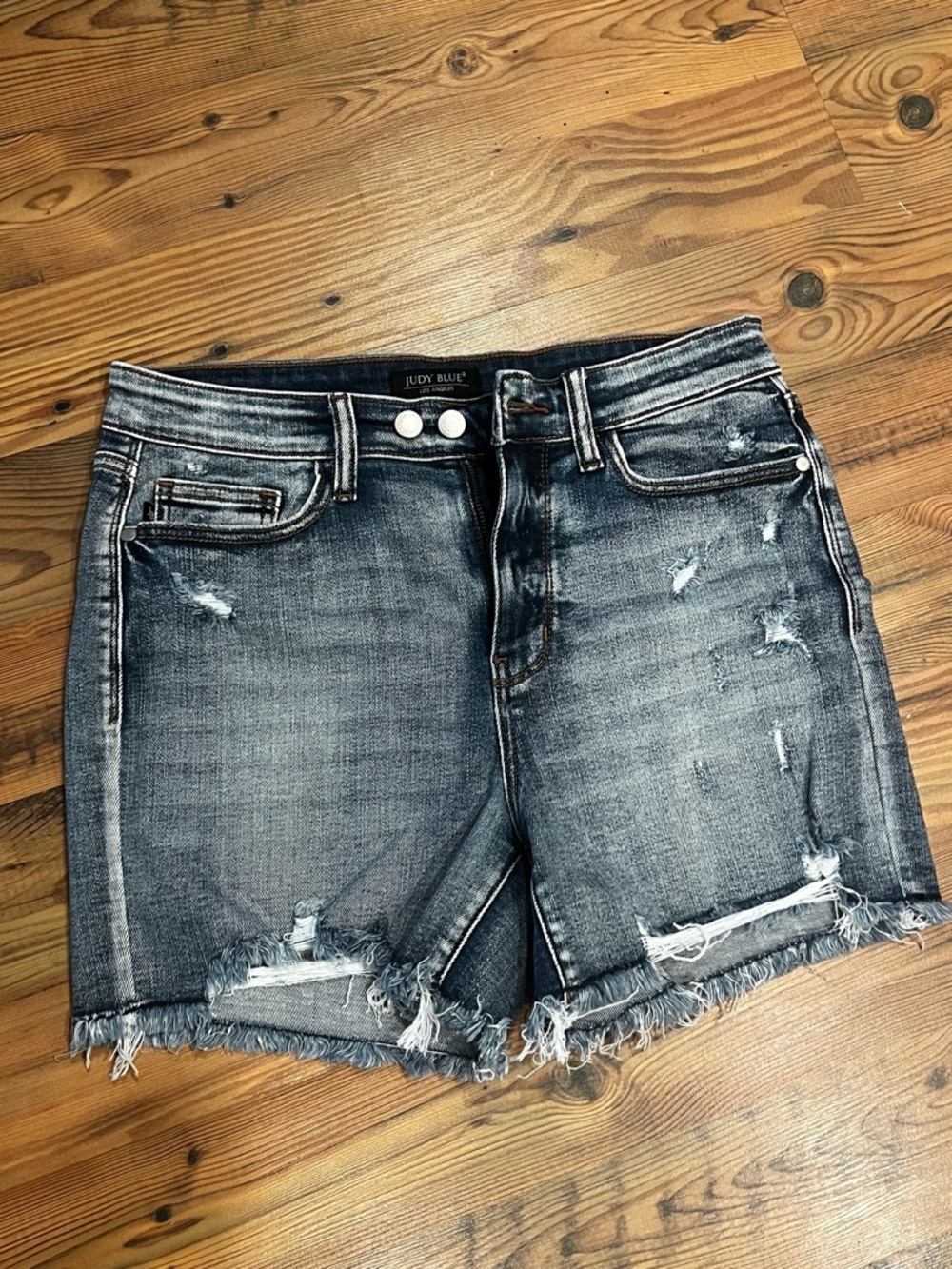 Judy Blue Distressed Denim Shorts with Frayed Hem